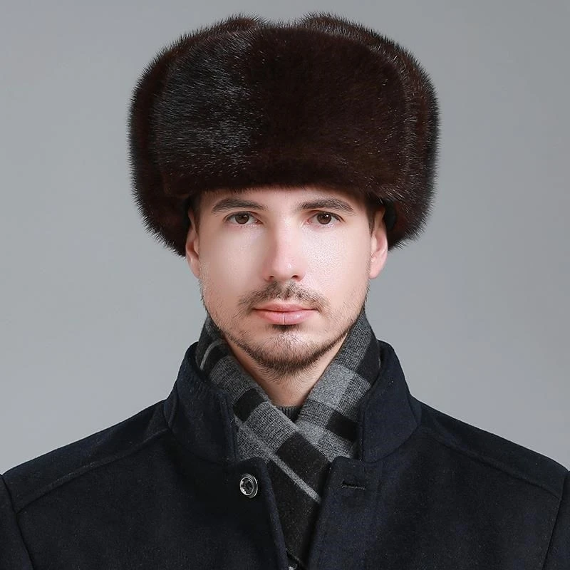 

Лидер продаж, Качественная мужская шапка из 100% натурального меха норки, зимняя мужская очень теплая шапка из натурального меха норки, мужские шапки-бомберы из натуральной овечьей кожи