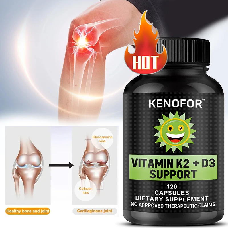 

Kenofor Organic Vitamins D3&K2 - 30/60/120 Capsules - Helps Support Strong Bones Immune Health - Non-GMO, Gluten-Free