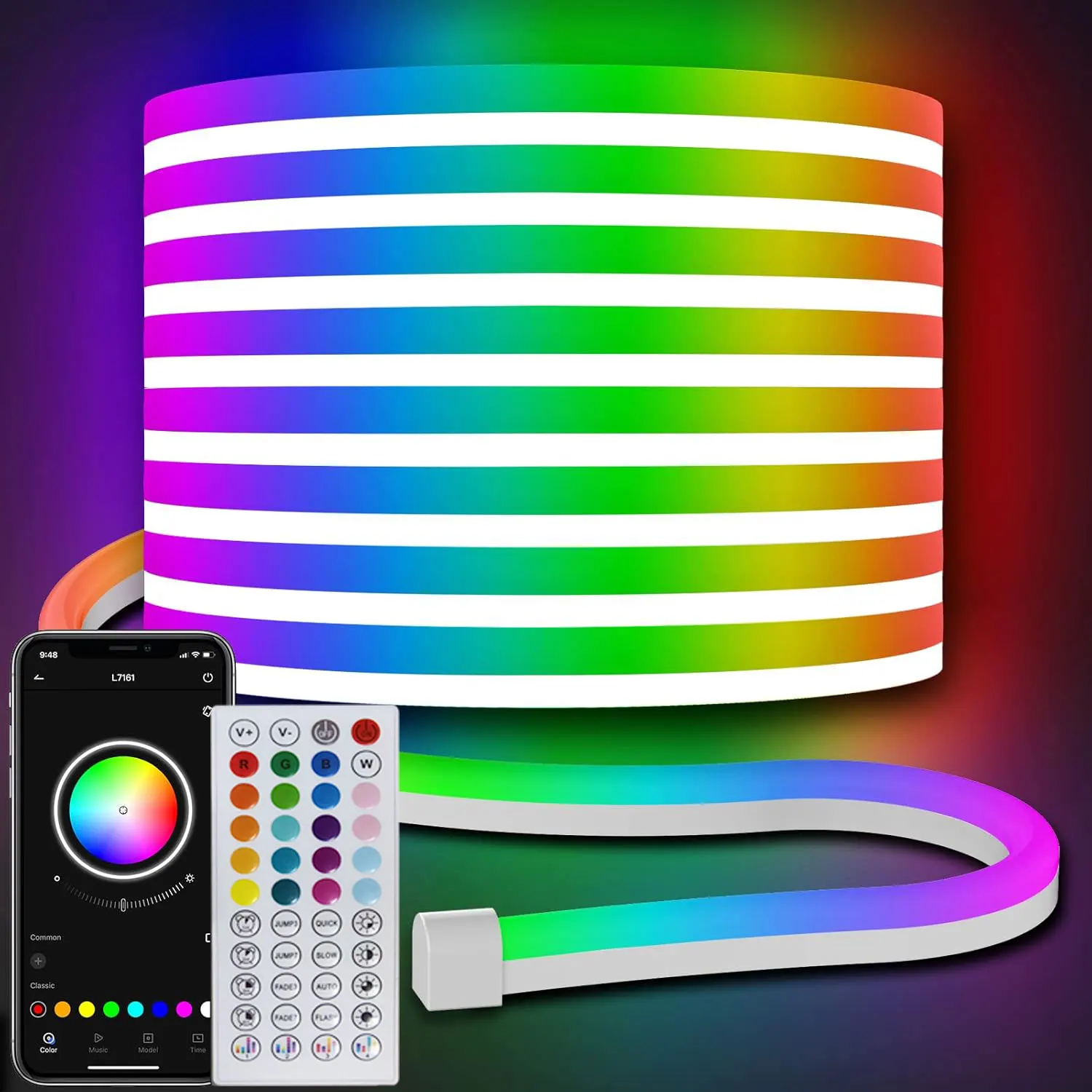 รูปสินค้า ไฟนีออน LED RGB 24V ยืดหยุ่น กันน้ำ ควบคุมผ่านแอพ
