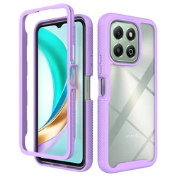 Luxury 3-in-1 Clear Hybrid Armor Shockproof Case with Heavy Duty Protection for Honor X6B (Purple)