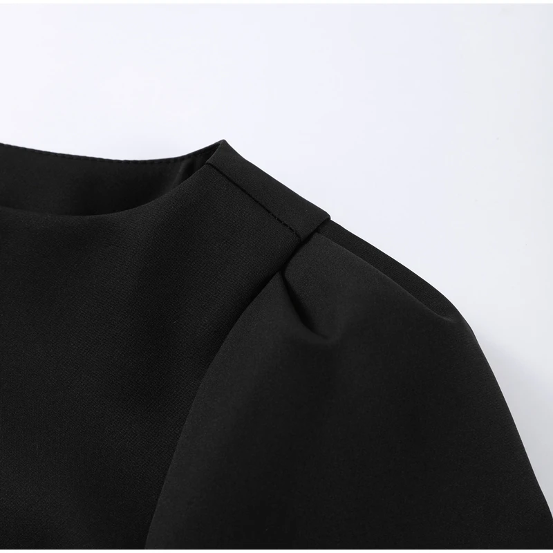 Elegantes Quadrat Kragen Kurzes Kleid Frauen Tweed Langarm Taille-geschlossenen A-linie Kleider Weibliche 2025, Herbst Chic Damen Vestidos – Detail 5