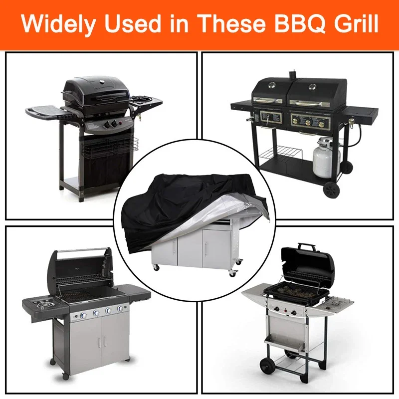BBQ Cover Outdoor Dust Waterproof Weber Heavy Duty Grill Cover Rain Protective outdoor Barbecue cover round bbq grill black 3