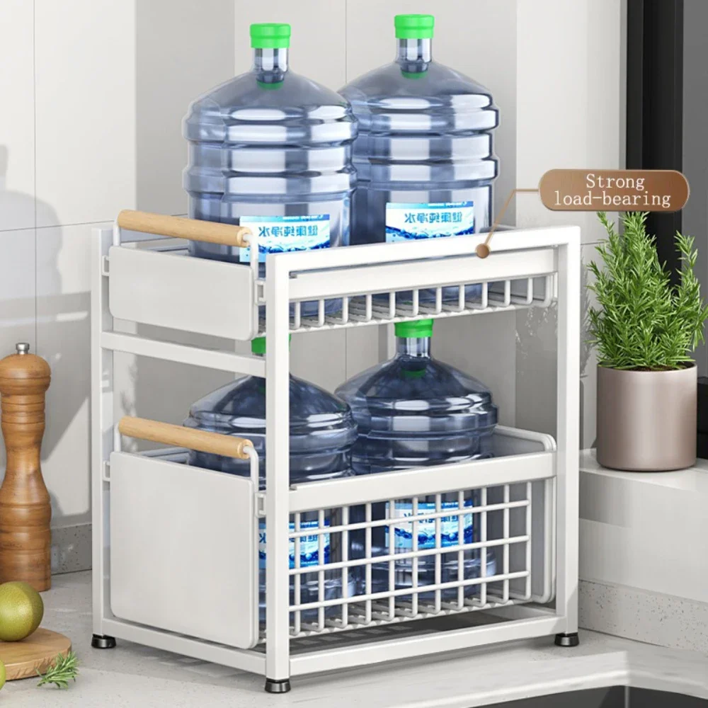 Sink Storage Rack Pull-Out Layered Seasoning Racks Kitchen Under Sinks Organizer Shelf Multipurpose Slide-out Under Sink Cabinet