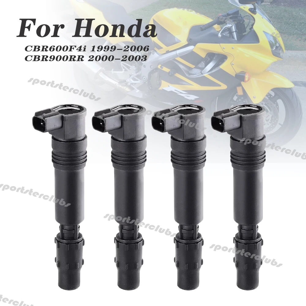 4 PCS Ignition Coil Spark Plug Caps for Honda CBR600F4 CBR600F4i CBR600 F4i F4 1999-2006 CBR900RR CBR929RR CBR954RR 2000-2003
