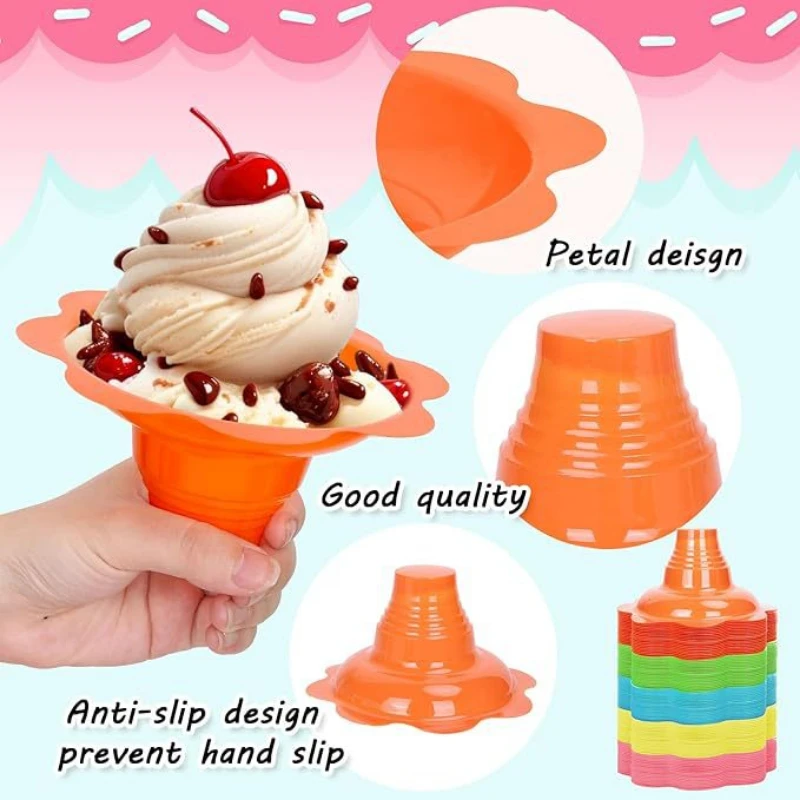 100 Pcs Snow Cone Disposable Yogurt Cup Ice Cream Water Cups Dessert Containers Iced Food Bowl Shaved