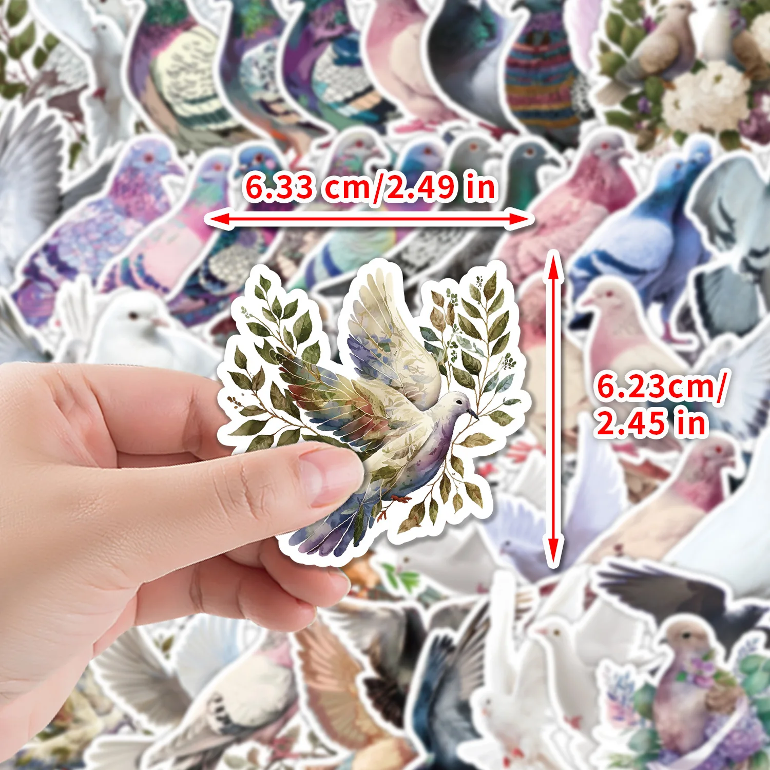 50PCS 평화의 비둘기 귀여운 스티커 미적 DIY 장식 어린이 장난감 어린이 여행 수하물 컵 데칼 낙서 스티커 팩