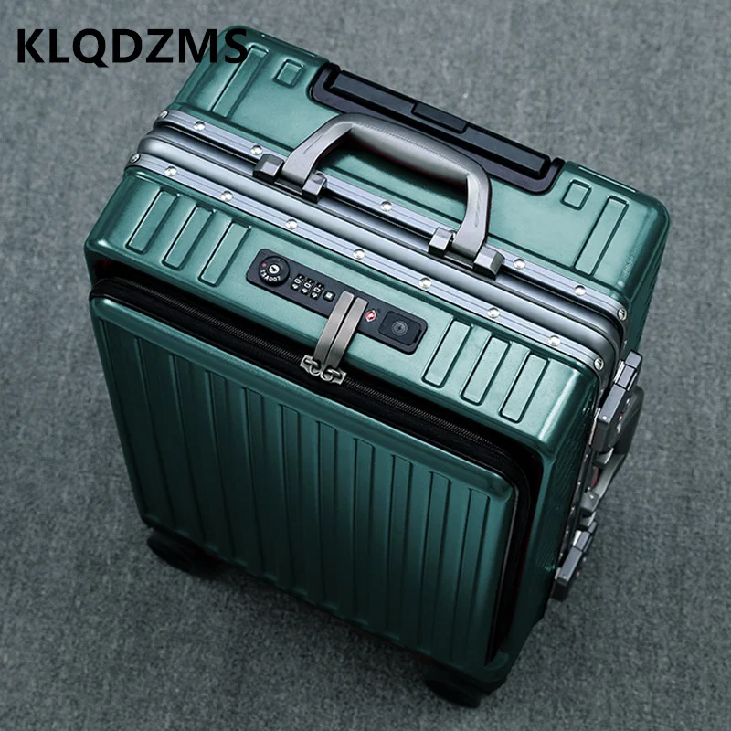 KLQDZMS 20 дюймов, 22 дюйма, 24 дюйма, 26 дюймов, новый чемодан с передней алюминиевой рамкой, тележка, искусственная кожа, универсальный чемодан для деловых поездок