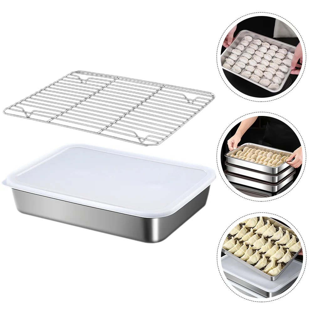 

Dumpling Storage Box Stainless Steel Freezer Food Container Lid Mesh Rack Stackable Refrigerator Bins For Kitchen