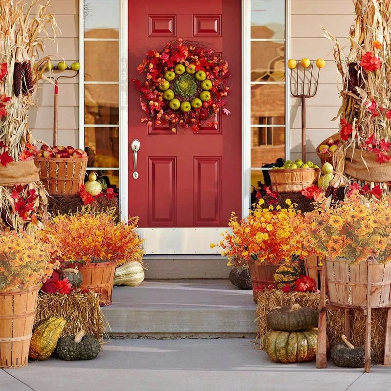 1Pcs Bundle Artificial Fall Flowers Outdoor Garden Decor Autumn Flower Bouquet For Thanksgiving Wedding Home Decoration Creative