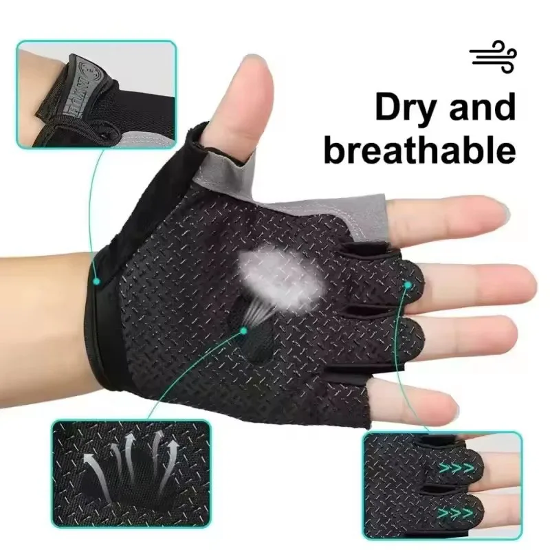 New Cycling Gloves Anti Slip and Shock-absorbing Outdoor Sports Gloves Summer Sun Protection Elastic Fingerless Gloves 3