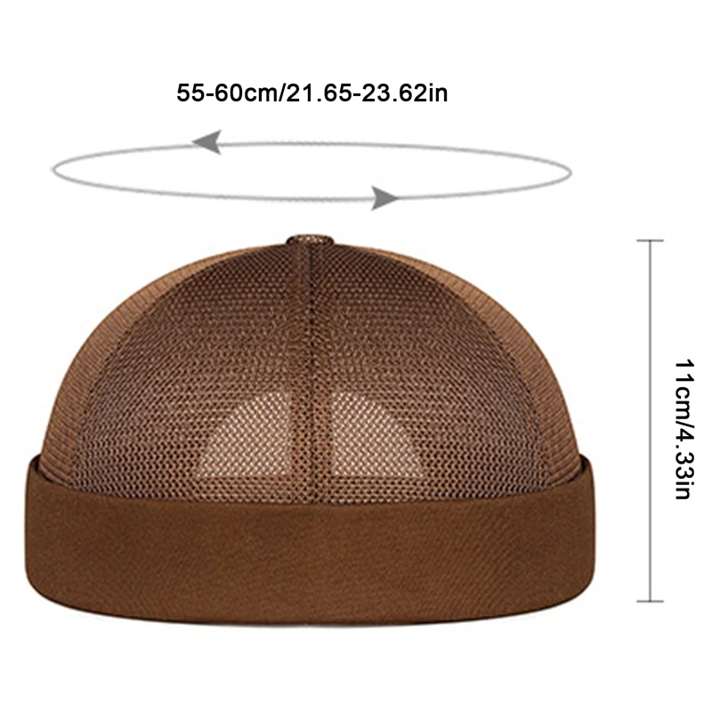 Embroidered beanies cotton beanie skullies beanies fashion beanies Men's Brimless Docker Hat Summer Breathable Mesh Net Beanie Cap Rolled Cuff Harbour Hats Sailor Fisherman Landlord Hat