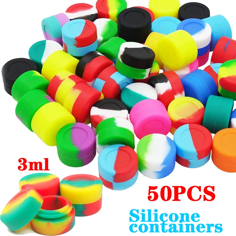 

50Pcs Silicone Container Jar 3ml Nonstick Bottle Face Cream Box Oil Storage Box Makeup Case Cosmetic Home Accessories