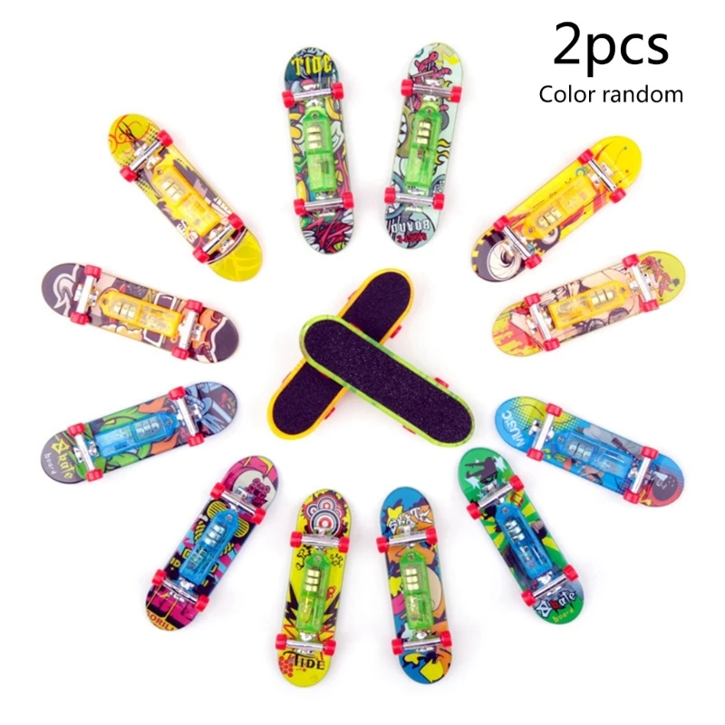 Random Color Mini Led Light Finger Skateboard Model Interactive Finger Toy