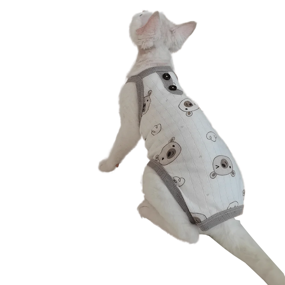 

Thin Cotton Belly Protection Four-legged Sphynx Vest, Breathable Sphinx, Devon Rex Apparel for Hairless Cats Clothes, Summer