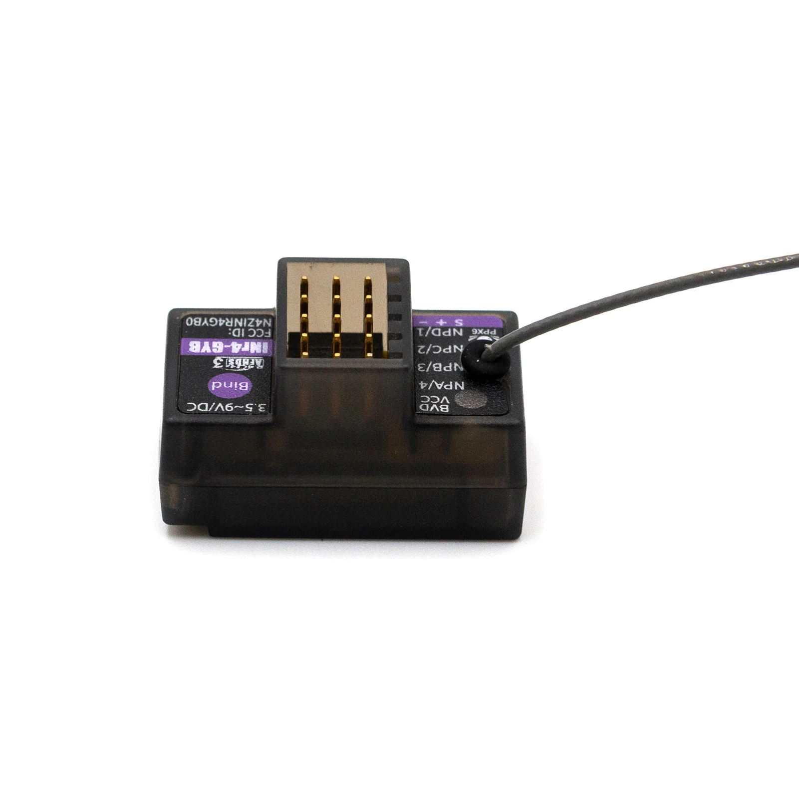 Récepteur Flysky INr4-GYB 4 canaux gyroscopique pour NB4 Noble Lite Pro sur fond blanc
