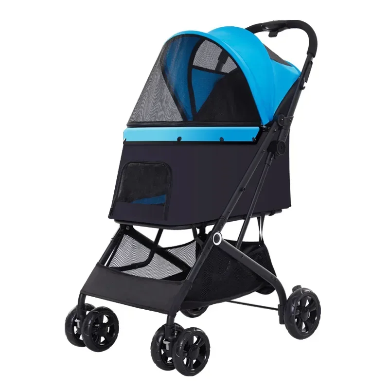

Cat and dog outdoor travel, four wheeled pet cart, lightweight folding high landscape, small and medium-sized dog cart