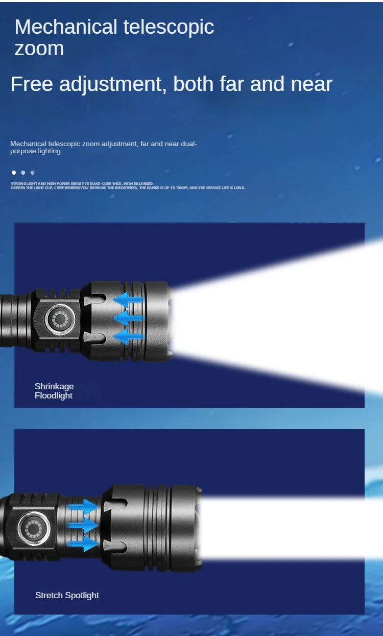 Description Picture 5 of itemAluminum alloy white laser powerful flashlight using 18650 battery zoom with emergency rope cutting tip tail camping flashlight