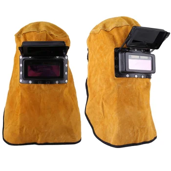 Maschera per saldatura in pelle Casco per saldatura Maschera per casco per saldatura di buona qualità con lente filtrante oscurante automatica