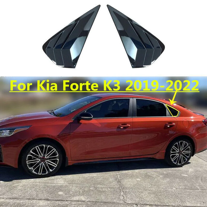 

2Pcs ABS Glossy Black Rear Side Vent Window Scoop Louver Cover Trim Vent Car Accessories For Kia Forte K3 2019-2022