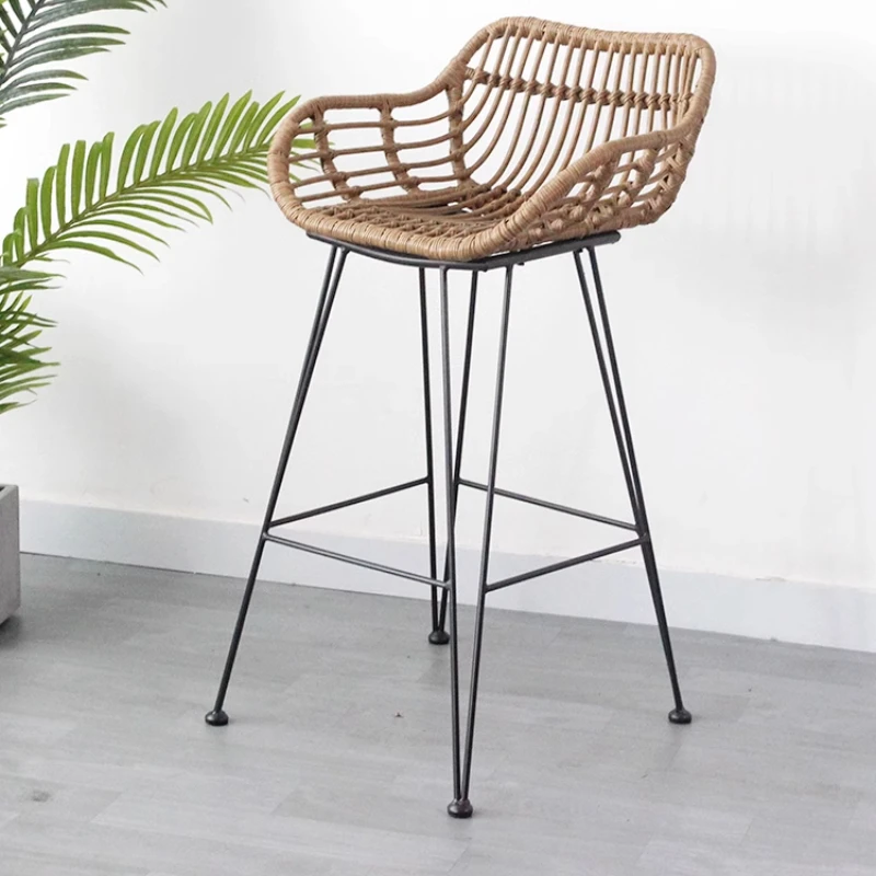 Modern Minimalist High Chairs Reception Iron Ergonomic Counter Backrest Relaxing Home Furniture