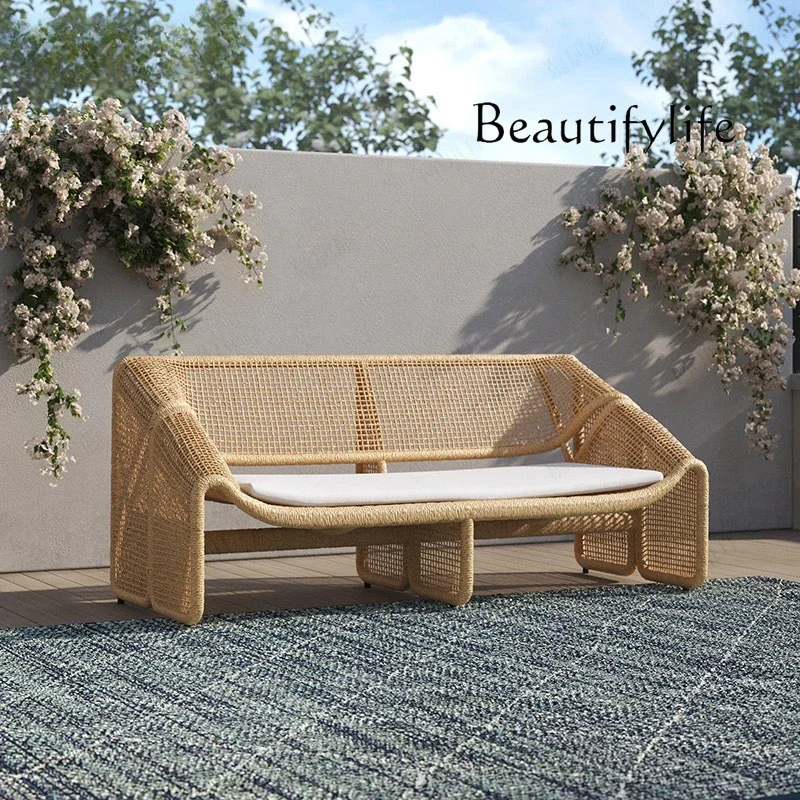 

Outdoor Love Seat Rattan Outdoor Leisure Courtyard Waterproof Recliner Living Room Small Rattan Chair