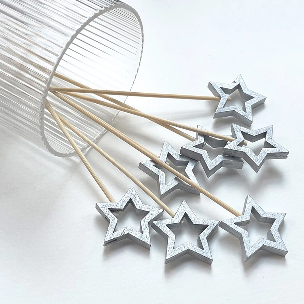 50PCS Star Shape Bamboo Skewers Food Cocktail Skewers Picks et Fruit Cupcake Fork Sticks Party Table Decoration Supplies