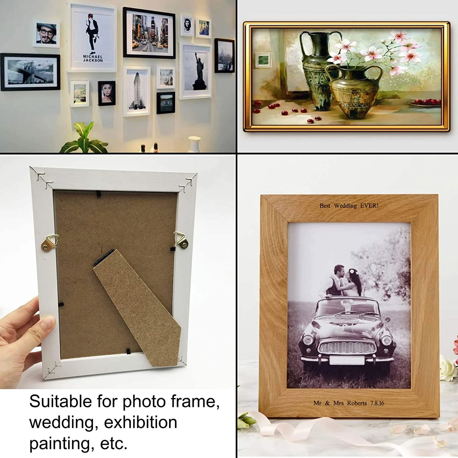 Wall Hooks,Picture Frame Hangers,Hanging Hooks 50pcs/set Metal Picture Frame Hangers w/screw Photo Hanging Hook Triangle Ring Wall Mount Attached Nails Display Painting Decor