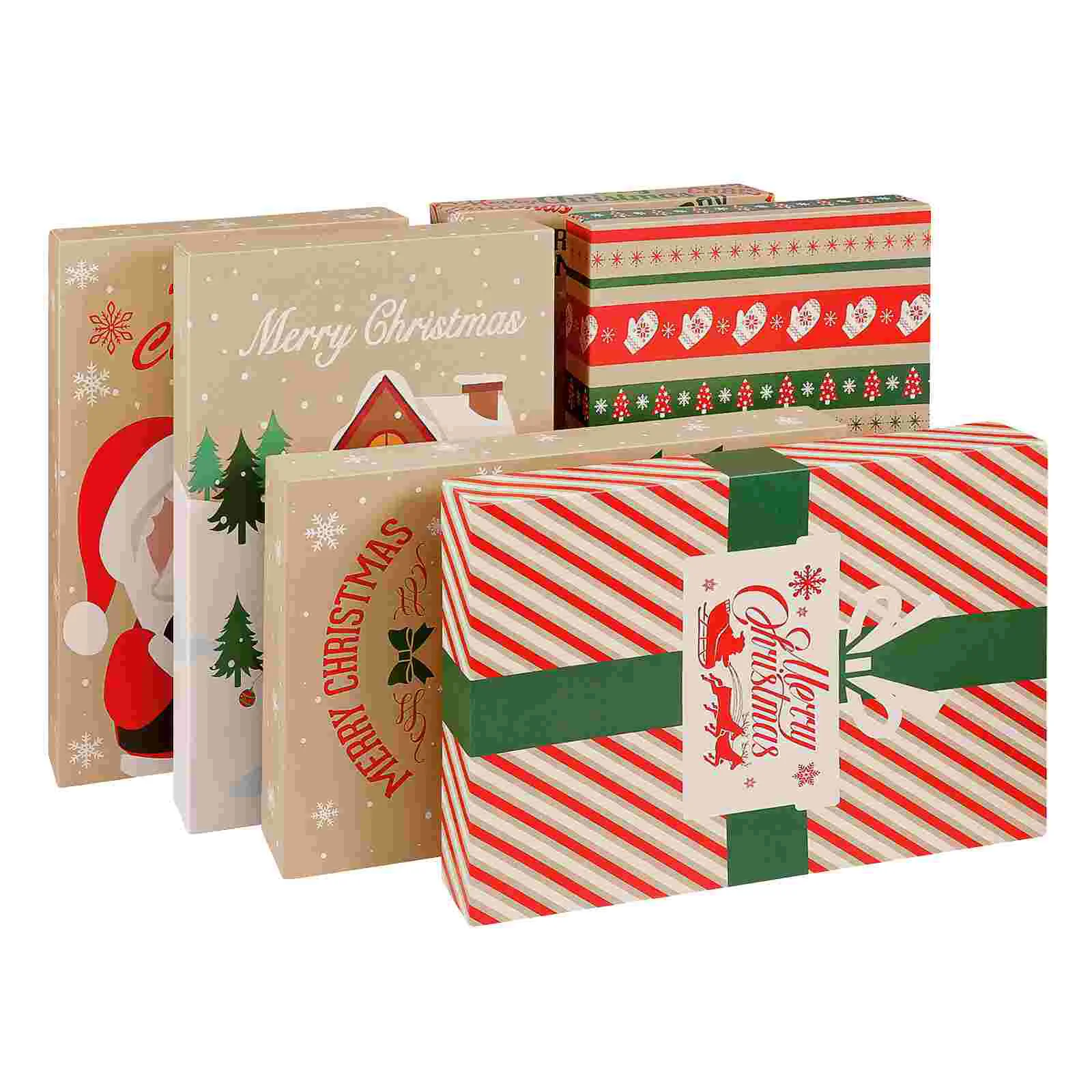 

6Pcs christmas gift boxes Christmas Gift Boxes with Lids Christmas Kraft Gift Boxes for Wrapping Present Pastry Candy Party
