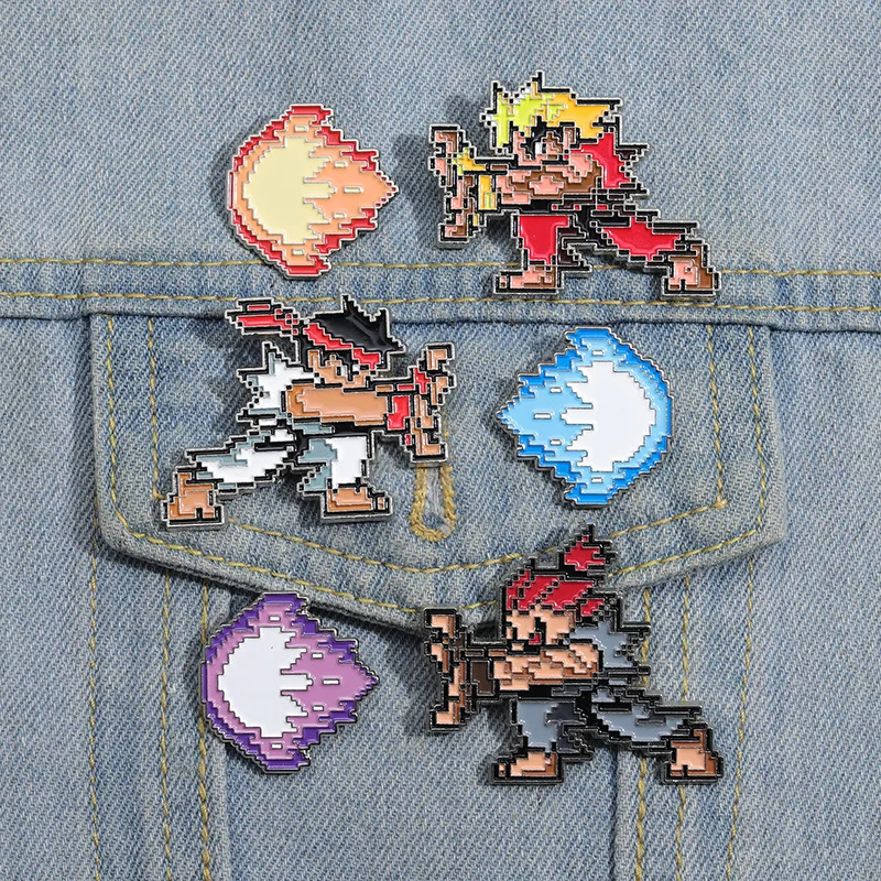 Cartoon Game Brooch Shield Dice Airwave Treasure Chest Sword Dagger Transform Machine Console Adventure Badge Punk Pins Jewelry