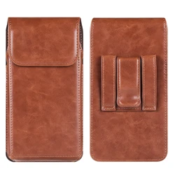 Men's Leather Belt Clip Phone Case Waist Bag Holster Pouch - Galaxy A32 5G (Brown)