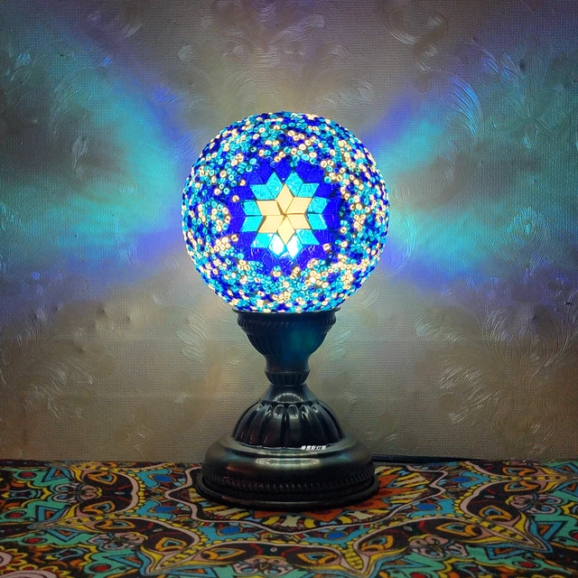 Lampe de table en mosaïque turque, lampe de nuit à LED, lampe de