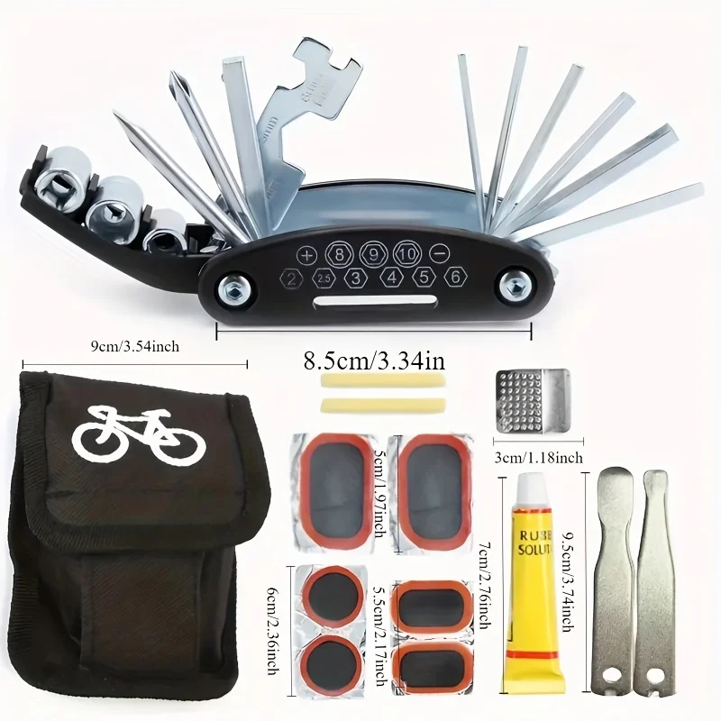 1 set 16-in-1Riding Equipment Portable Bicycle Repair and Repair Tools Mountain Bike Tool Kit Repair Repair Set, Bicycle Tools