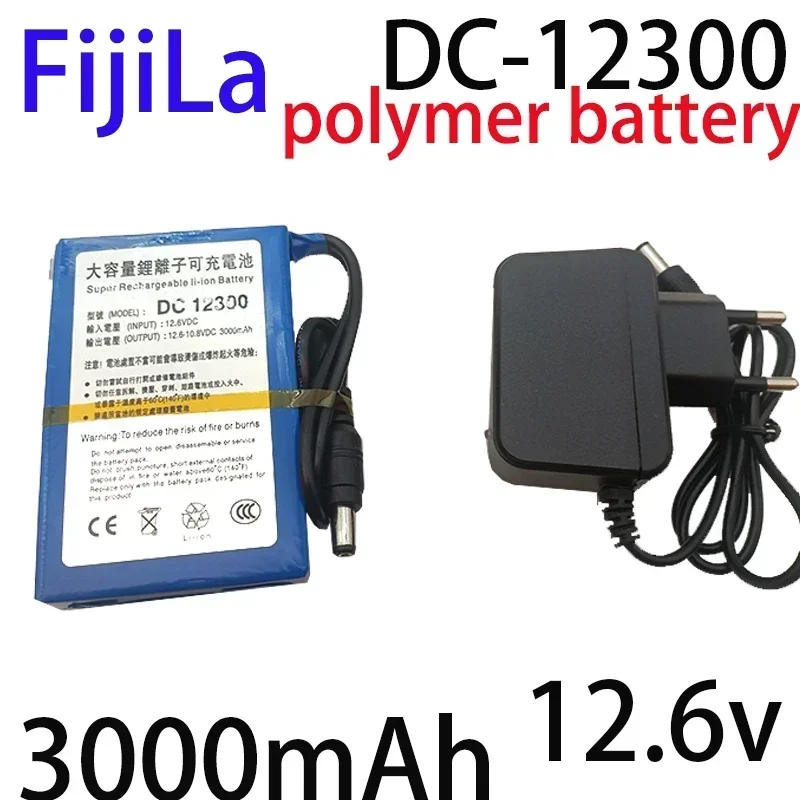 

New DC12v 3000mAh Li-lon DC12v Super Rechargeable Battery + AC Charger + Explosion-proof Switch EU Plug