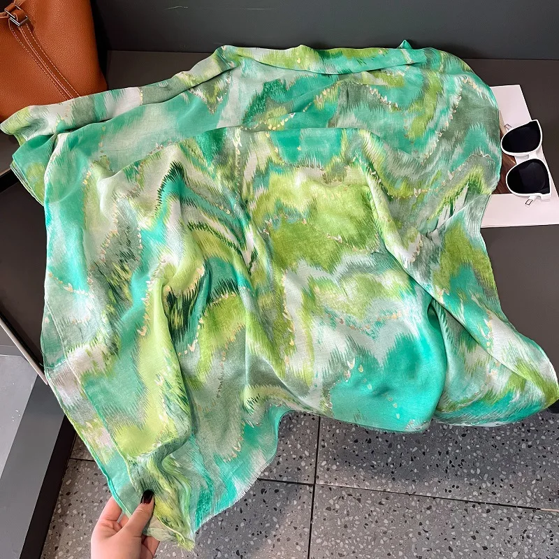 Ombre Tie Dye gewellten Bronzing Schal dünne atmungsaktive Viskose Schal Sommer lässig Sonnenschutz Reises chals Frauen muslimischen Hijab Sjaal – Detail 11