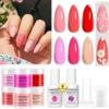12pcs Dip Powder Nail Kit, 6 Colors Red Pink Dipping Powder Set and Base Top Coat Activator for Nail Home Salon Manicure 1
