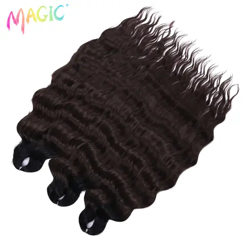 Anna Synthetic Hair 24 Inch Water Wave Braiding Hair Extensions Ombre Blonde Deep Wave Afro Curl Twist Crochet Hair for Women - Image 87