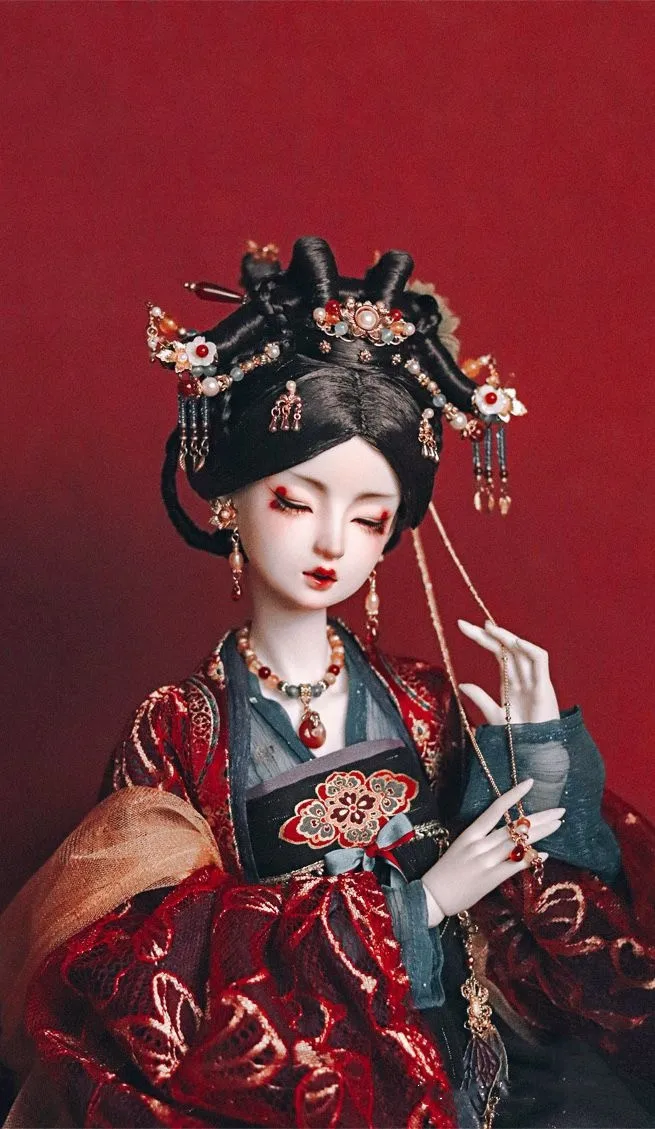 BJD украшения для кукол, красная оникс, белая луна, серьги, ожерелье, гранат, нефрит, бахрома, набор аксессуаров для волос