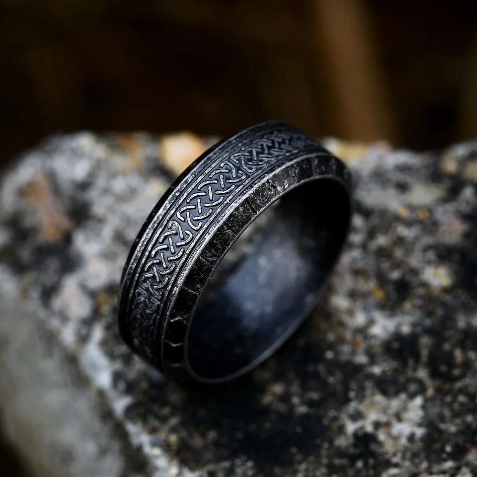 Vintage Odin Norse Viking Amulet Rune Rings For Men Cool Stainless Steel Celtic Knot Ring Wedding Jewelry Valentine's Days Gifts