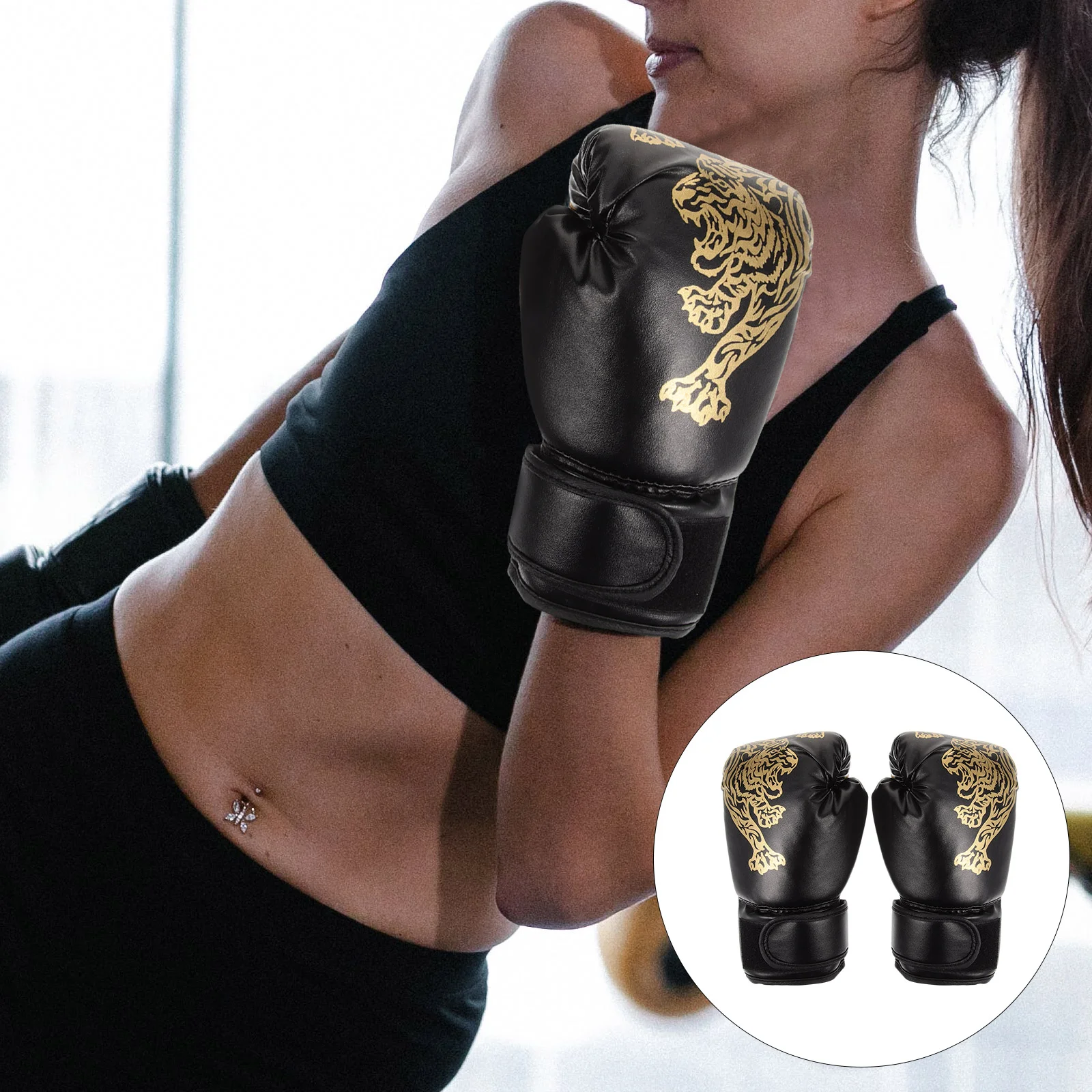 1 Pair Breathable Boxing Gloves Protective Training Mitts Sparring Hand Pads for Children Kids (Black)