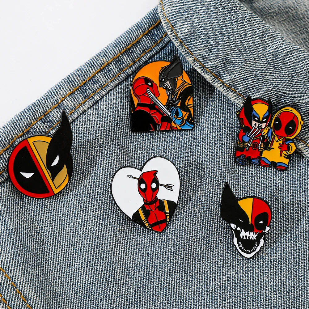 Cartoon Marvel Comics Brooch Handsome Gersonality Deadpool Enamel Pin Metal Badge Jewelry Clothing Backpack Accessories 5 Pcs enamel pins metal brooch enamel brooch
