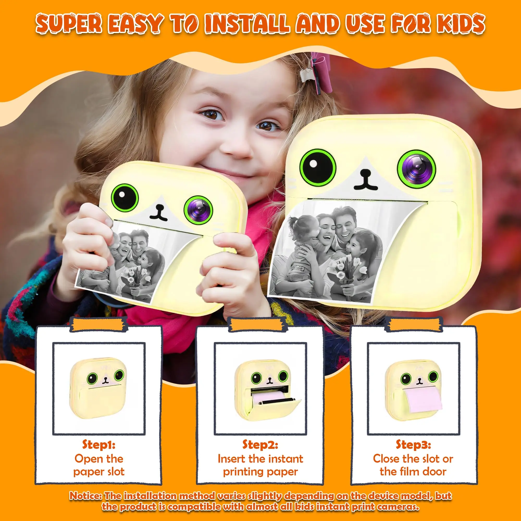 Mini Instant Camera Print Refill Paper, 57 Photo Printer HD Printing Thermal Print Paper Rolls Fit for Most Camera Instant Print