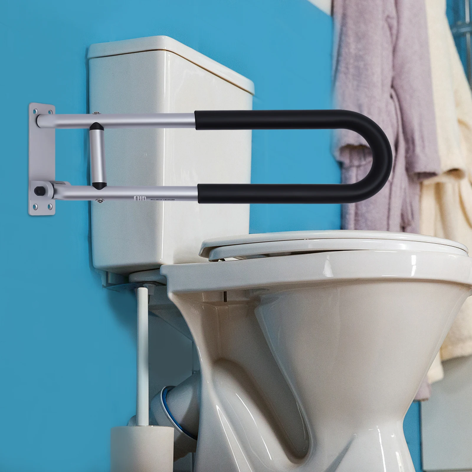 Toilet Grab Bar Rails for Elderly People, Bathroom Safety Support Rail, Shower Handrail, Drop Down Frame Handle