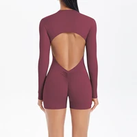 Women's Sports Shapewear Women Zipper Short Sleeve one piece Gym suit Breathable Quick Drying Sports Yoga Clothing Bodysuit - Image 6