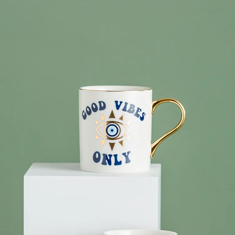 Tazza da caffè con occhio blu Tazza in ceramica turca con occhio del