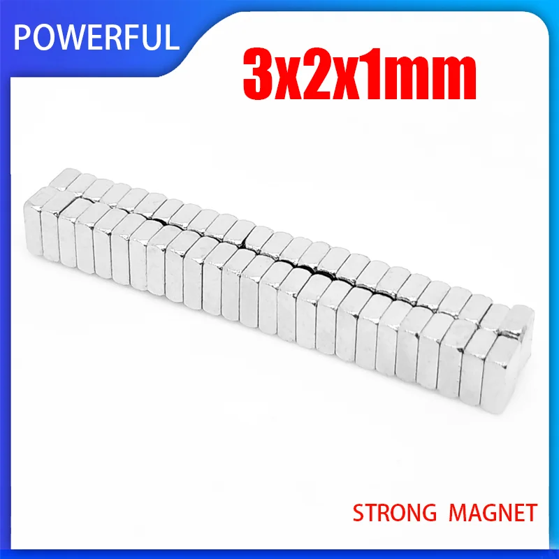 

50~2000PCS 3x2x1mm Block NdFeB Neodymium Magnet N35 Powerful imanes Permanent Magnetic Disc 3mm x 2mm x 1mm