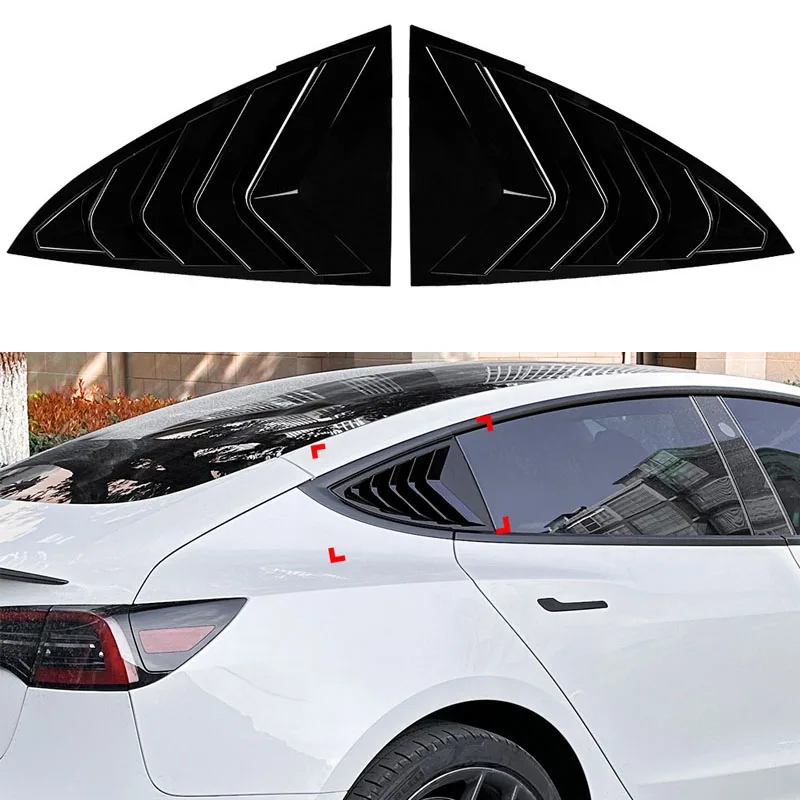

For Tesla Model Y 2020+ Car Rear Window Shutter Cover Trim Window Louver Side Vent Trim For Tesla Model 3 2017-2023 Accessories