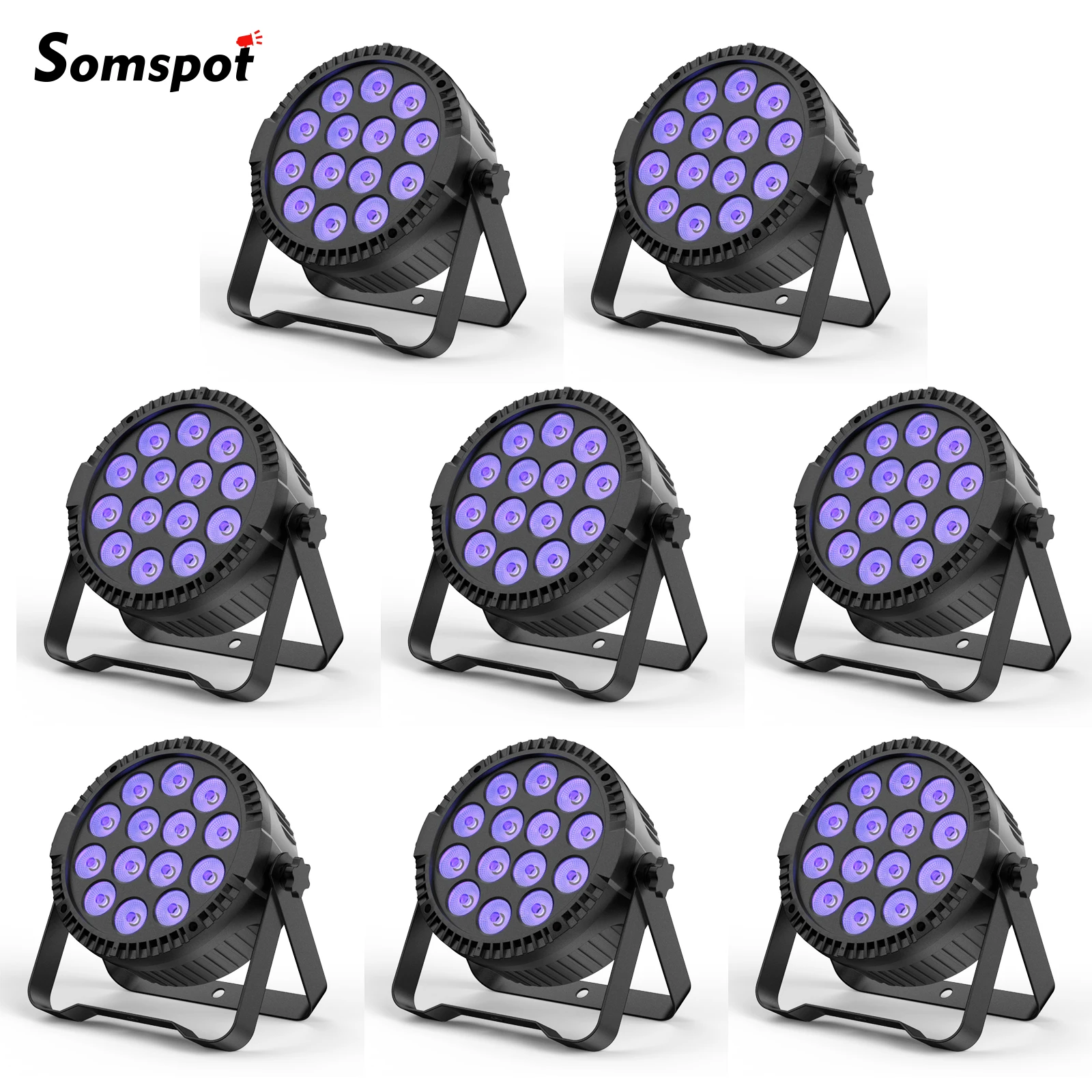 Somspot 8PCS/SET LED Par Lights RGBW Stage Effect Lighting Projector DMX512 for Disco Party Club Concert Church Wedding Theater