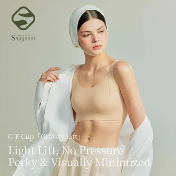 SUJIIN Plus Size Women's Bra Wireless Push Up Full Coverage Minimizer Bras Female Big Size Thin Anti-sagging Bralettes XM056