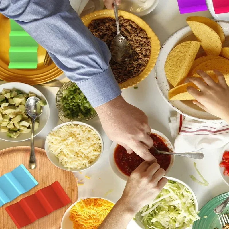 Colorful Taco Holder Stands Set of 6 Premium Large Taco Tray Plates Holds Up To 3 or 2 Each PP Health Material Kitchen Gadgets