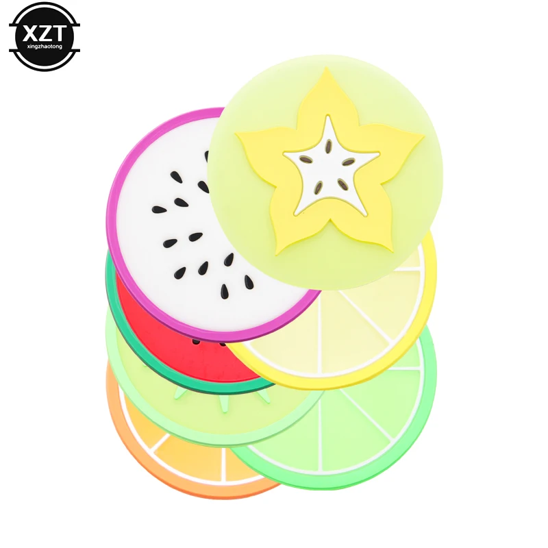 7 Pcs/set Fruit Shape Coaster Novelty Placement for Mugs Cup Table Decoration Stationery Office Accessories School Supplies